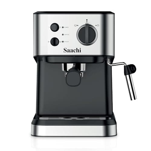Saachi 20-Bar Espresso Coffee Maker NL-COF-7068-BK, Cappuccino & Latte Machine, 1.5L Removable Water Tank, Milk Frother, Cup Warmer