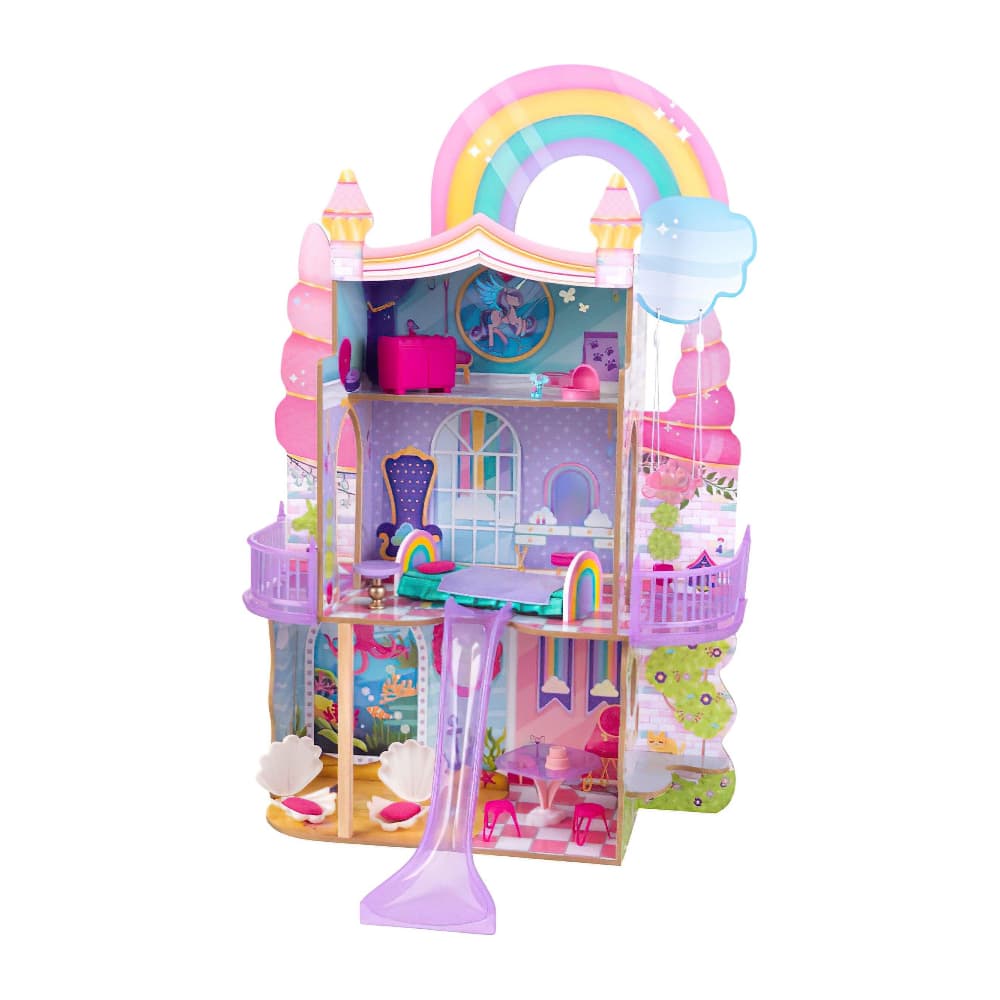 Kidkraft Rainbow Dreamers Unicorn Mermaid Dollhouse with EZ Kraft Assembly™