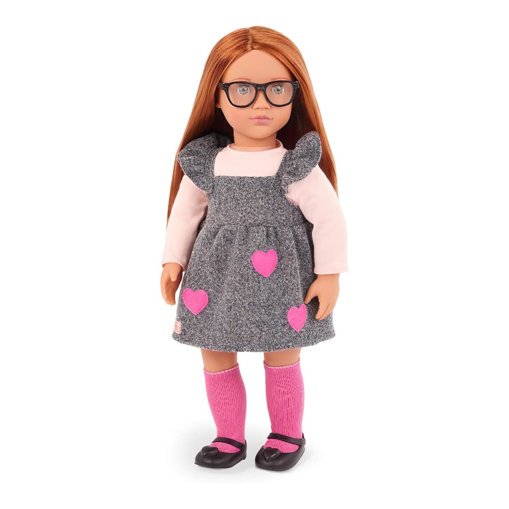 Our Generation Kelly Doll with School Dress and Heart Patches