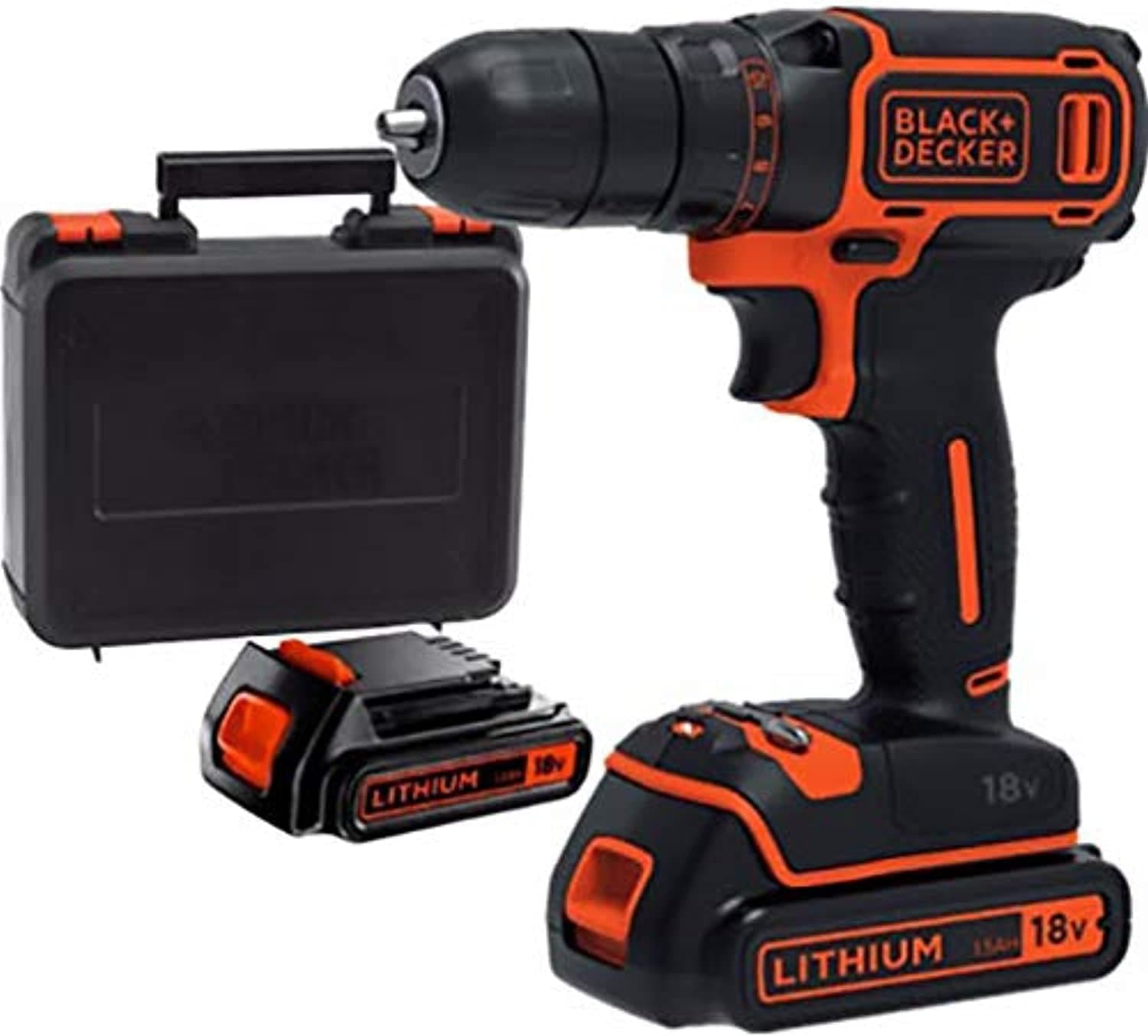 Black & Decker Drill Driver 18V With 400Ma Charger In A Kitbox 2 Lithium Batteries