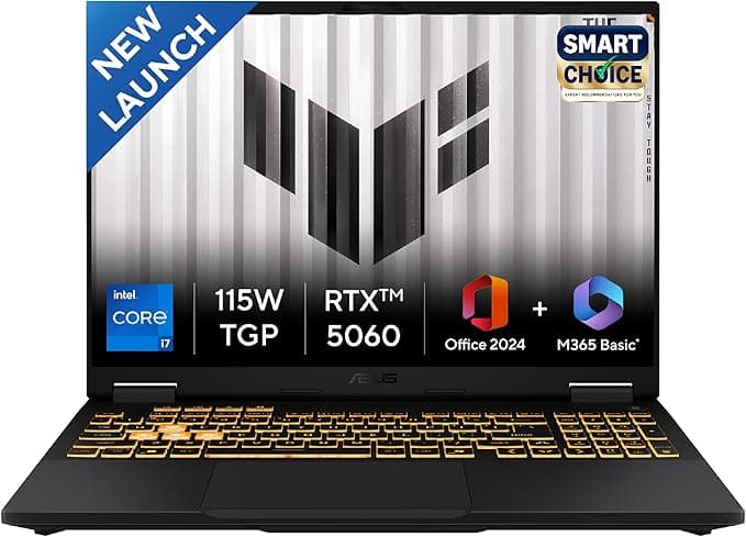 ASUS TUF F16 14th Gen Intel Core i7 14650HX Gaming Laptop Nvidia RTX 5060-8GB, WUXGA 165Hz,32GB RAM GDDR5-1TB SSD, Windows 11 Office Home 2024/Jaeger Gray FX608JMR