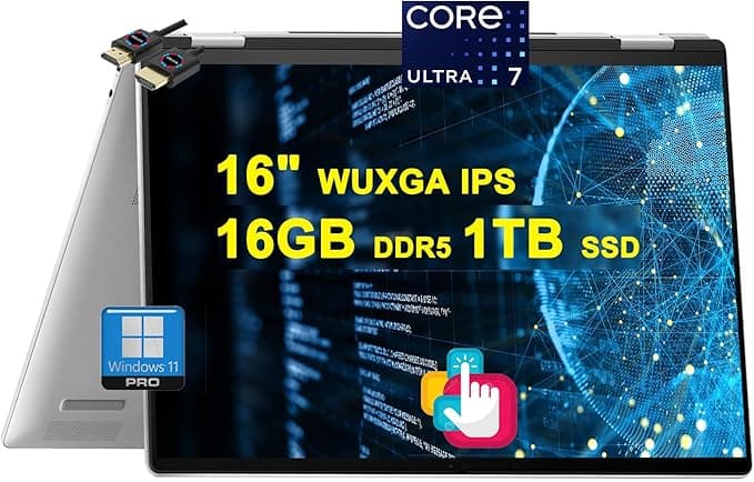 HP (Upgraded) Envy x360 2-in-1 AI PC Laptop | 16" WUXGA Touch | Intel 12-core Ultra 7 155U (>i7-1335U) | 16GB DDR5 1TB SSD | Backlit Thunderbolt Poly Studio Privacy Camera Win11 w/DLCA Accessory