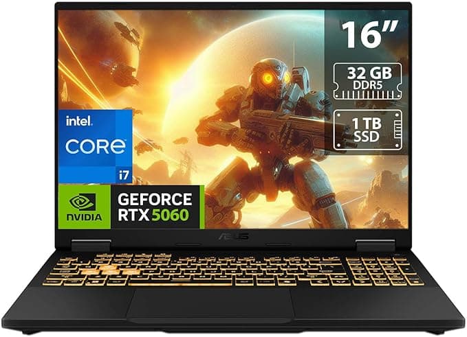 ASUS TUF Gaming F16 (2025) Gaming Laptop, 16" FHD+ 165Hz Display, Intel Core i7-14650HX, 32GB DDR5 RAM, 1TB PCIe 4.0 SSD, NVIDIA GeForce RTX 5060 8GB, RGB Keyboard, Win 11, Mecha Gray(Upgraded)