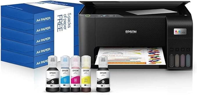 Epson EcoTank L3210, 3 in 1 Home Printer and SmartPanel and Business paper 80g, 2500 sheets, Black, Compact