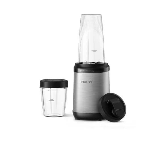 Philips Blender 5000 series - Personal Blender, 800W, 700ml + 500ml Capacity, 1 Speed + Pulse, Compact, Silver - HR2765/00