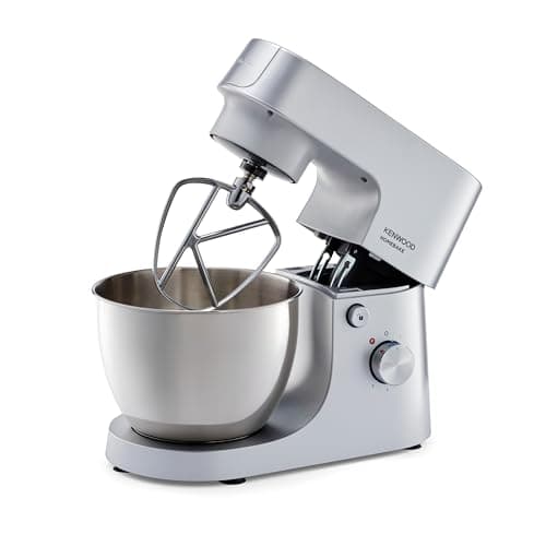 KENWOOD Stand Mixer Kitchen Machine HOMEBAKE 1400W with 5.0L Stainless Steel Bowl, K-Beater, Whisk, Dough Hook, KHH01.000SI Silver