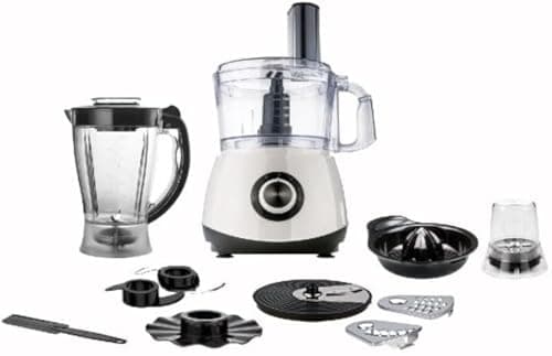 DAEWOO Food Processor with 4 Automatic Programs, Chop, Puree, Slice, Mix, 2 Manual Speeds, 3 Jar, 800W, Dishwasher Safe Parts, BPA free 3L plastic bowl, Safety Lock, White, DFP 3230, 2 Years Warranty