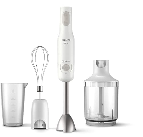 Philips Handblender Daily Collection - 700W, Includes Beaker + XL Chopper + Whisk, White - HR2545/01