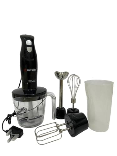 Mitshu Blender Mixer Grinder 5 In 1 Stainless Steel Hand Blender, 2 Speeds, Chopper, Mixer, Food Processor, Smoothie Maker, 350 Watts
