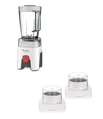 MOULINEX Blender | Genuine 1.75 L Blender Smoothie Maker | Mixer | 500 W |2 Attachments | One Speed and Pulse Function |White | 2 Years Warranty | LM242B28