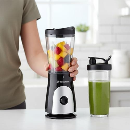 Westinghouse USA Personal Blender – 180W Portable Smoothie Maker with 600ml BPA-Free Sport Bottle, One-Touch Operation, Stainless Steel Blades (UAE Version) - 2 Years Warranty