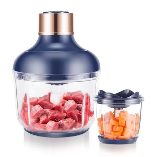 Food Processor, Electric Food Chopper with 2 Glass Bowls (8 Cup+2.5 Cup), 400W Power Grinder, Stainless Steel Blade with 2 Sets Stainless Steel Blades, 2 Speed for Meat, Vegetables, and Baby Food