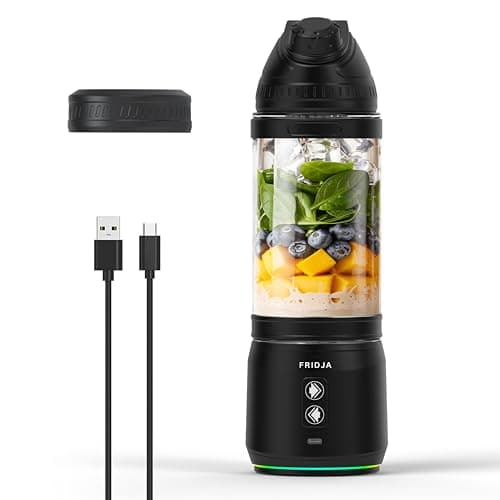 Fridja f500 Portable Blender Machine - Premium USB-C Rechargeable, Leakproof & Compact Design - BPA-Free, 6 Leaf Serrated Blades, 240W, 700ml - Perfect for Smoothies, Protein Shakes, Travel & Gym