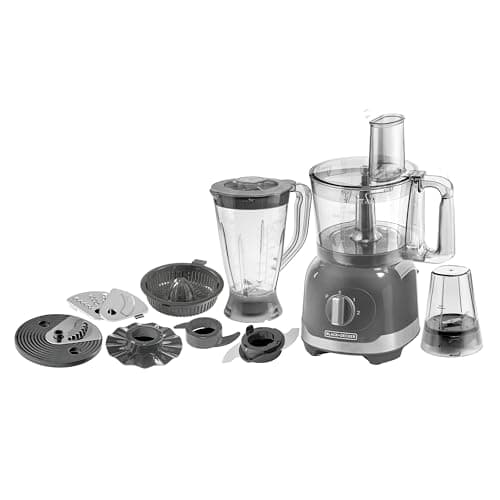 BLACK+DECKER 1000W Multi-function Food Processor – 2.1L Bowl, 1.5L Blender, Citrus Juicer, 100g Grinder, Stainless Steel Blades, 2-Speed with Pulse, All-in-One Kitchen Solution | FX1000FB-B5