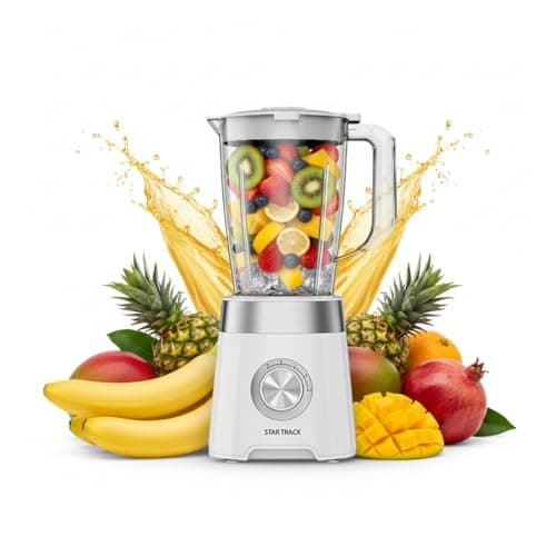 STAR TRACK 3-in-1 Blender, Chopper & Grinder ST-15WD-B500, 500W, 1.5L Plastic Jug, 2-Speed with Pulse, Anti-Slip, Low Power, Premium White