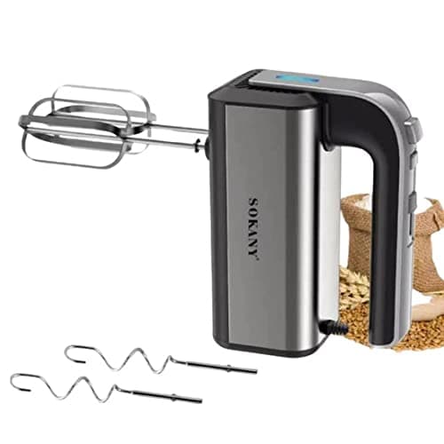 SOKANY SK-6651 Hand Mixer Electric, 800W Food Mixer 5 Speed Handheld Mixer, 2 Dough Hooks, 2 Beaters for Easy Whipping, Mixing Cookies, Brownies, Cakes, and Dough Batters, Black (Sk-6651)