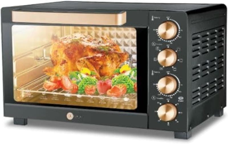 Afra Electric Oven Toaster 100litre 2800watts Convection Rotisserie Oven Lamp 4 Knobs Tray Rack Handle 7 Functions Control Adjustable Thermostat 70 To 250c Af 1028otbk 2 Year Warranty