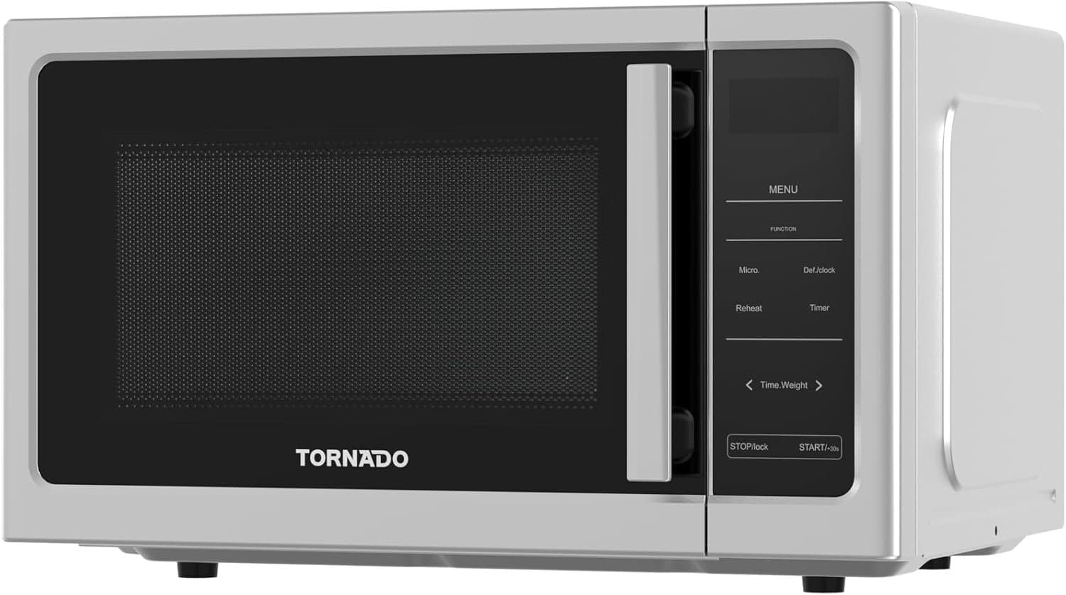 Tornado 25 Liters Digital Microwave Oven Solo With 10 Power Levels 850watts Touch Control Panel Child Safety Lock Defrost Function 8 Auto Cooking Function Silver Twds 25 S E
