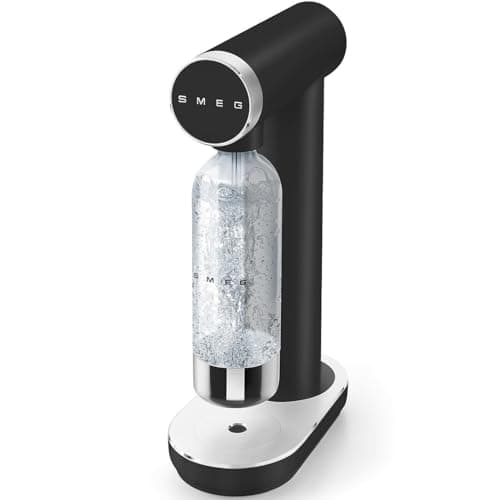 Smeg, SKC01BLM Carbonated Soda Water Machine with Gasification Control Button and Drainer, 800ml Bottle, CO2 Cartridge Not Included, Matte Black