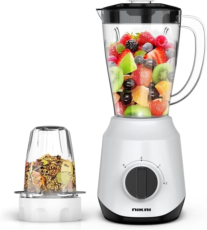 Nikai 450watts 2 In 1 Blender 1 5 Litre Unbreakable Pc Jar 3 Speeds Stainless Blades Easy To Clean Detachable Parts Perfect For Blending And Grinding Nb2511ax