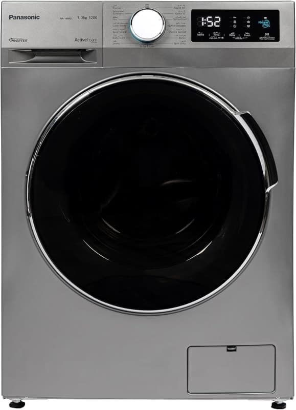 Panasonic 7 Kg Silver Front Load Washer Abaya delicates active Foam By Active Speed inverter pause Add Na 14mg1lae