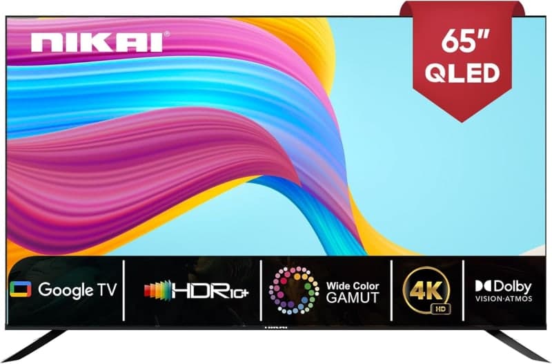 Nikai 65 Inch 4k Qled Ultra Hd Smart Google Tv Hands Free Voice Control Game Master Dolby Vision Atmos 4k Hdr10 Effortless Connectivity With Android Apple Devices Nprog65qled