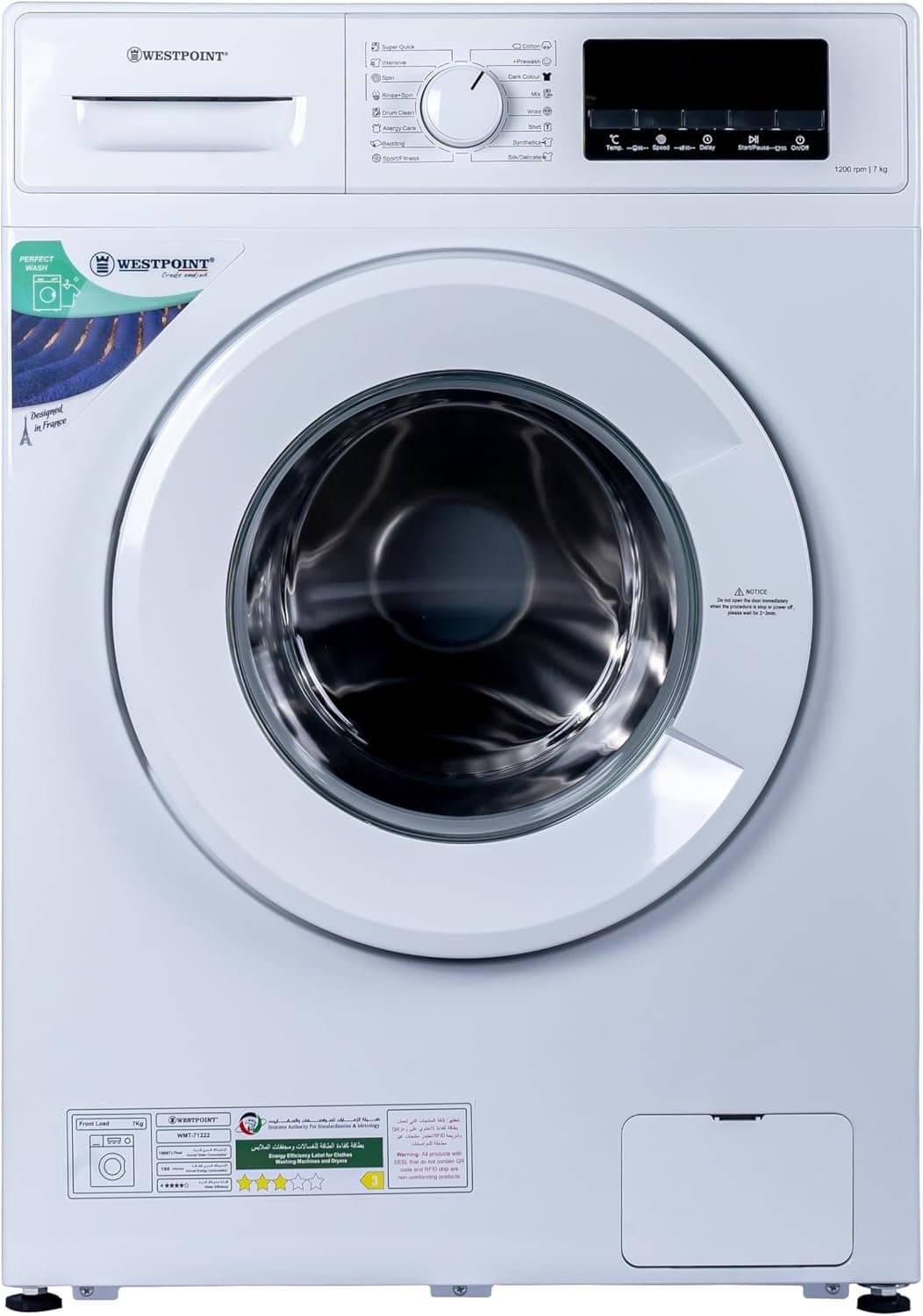 Westpoint 7kg Front Load Washing Machine 1200 Rpm With 16 Washing Programs Quick Wash In 15minutes 3 Star Esma Rated One Year Warranty White Wmt 71222