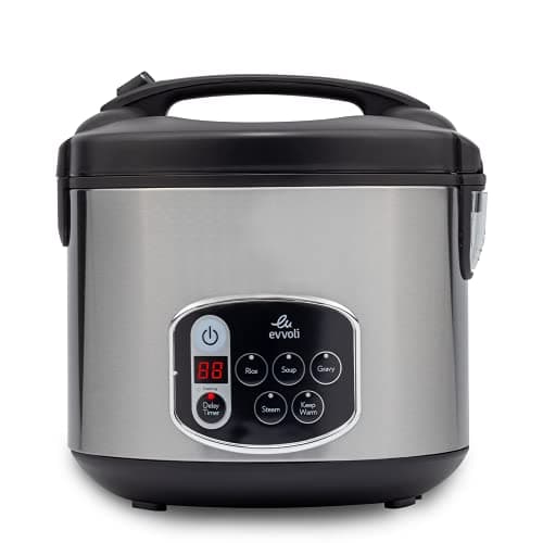 evvoli Multi-functional, Non Stick Rice and Grain Cooker, 650W 1.8 L, EVKA-RC5005B, Silver