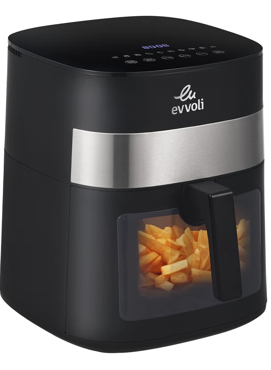 Evvoli 8l Air Fryer With 10 Preset Programs 1800w Transparent Window 8 L 1700 W Evka Af8010t Black