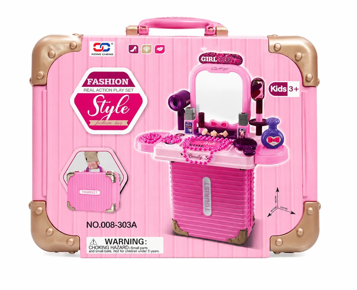 Kids Girls Fashion Beauty Makeup Vanity Play Set – Pink Portable Suitcase