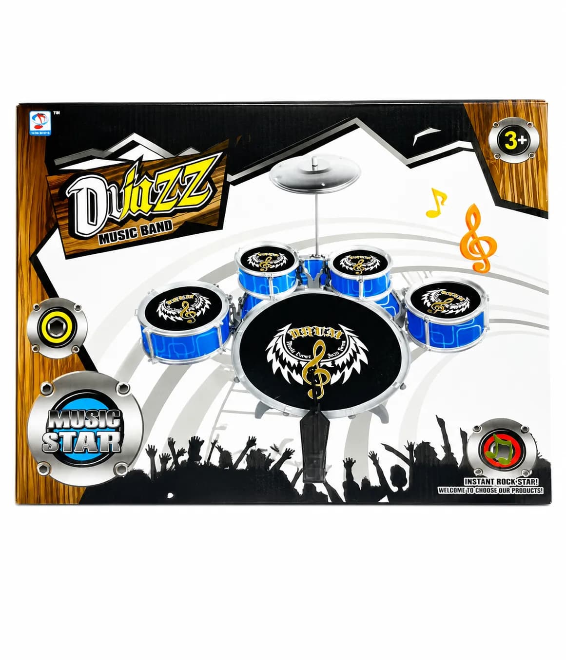 Kids Drum Set Toy – Blue Musical Drum Kit with Cymbal, 3+ Years