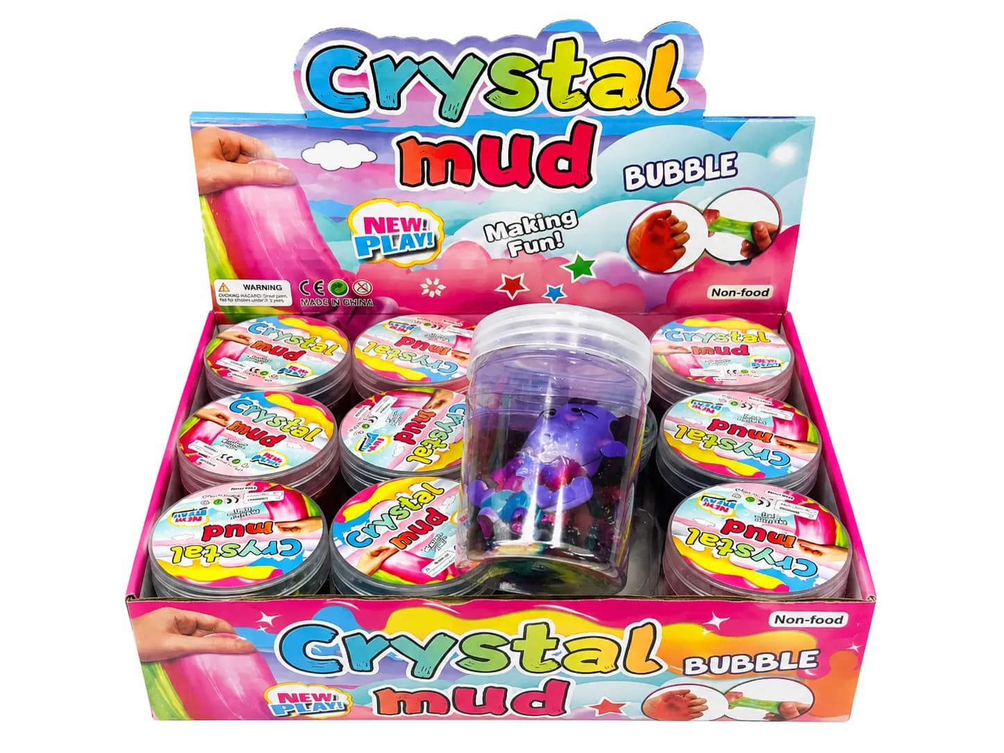 Crystal Mud Bubble Slime Toy – Colorful Stretchy Sensory Play Set