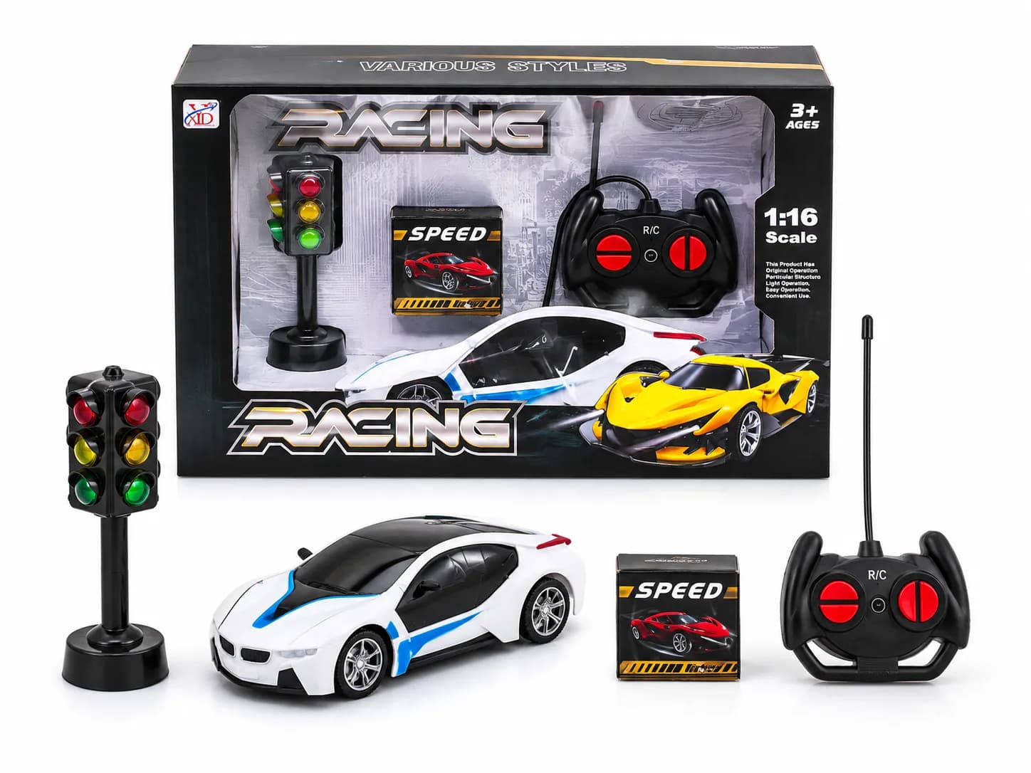 1:16 Scale Remote Control Racing Sports Car Toy Set with Traffic Light