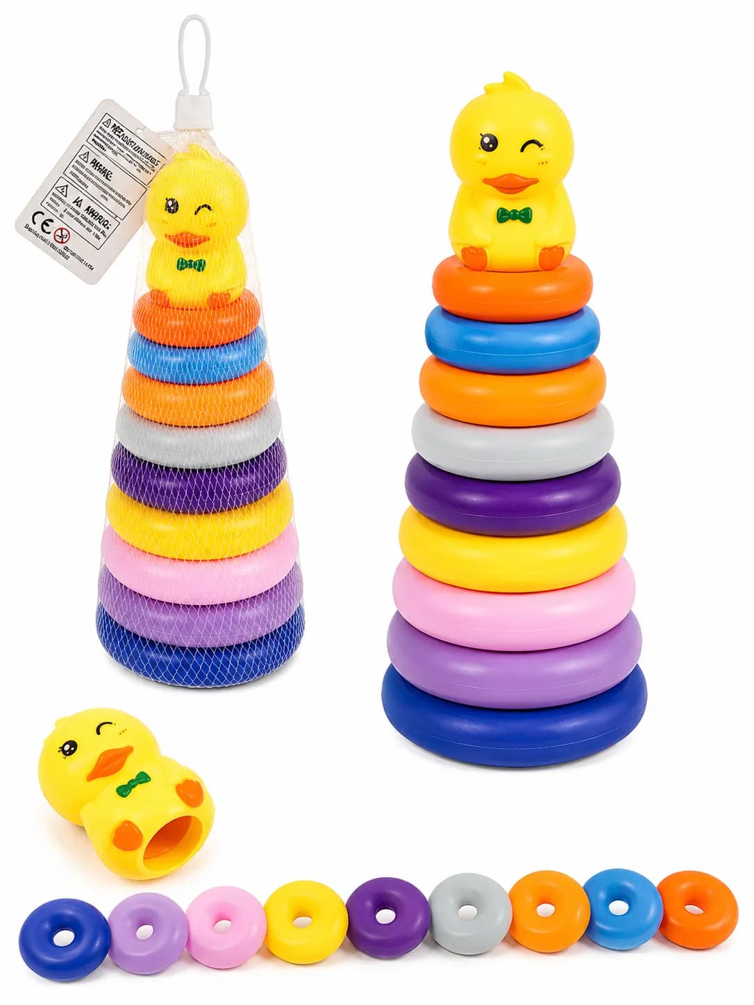 Colorful Stacking Rings Toy for Kids – Duck Shape Educational Ring Stacker