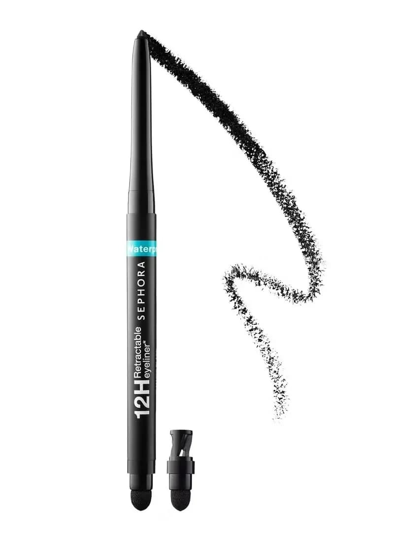 Sephora Waterproof Eyeliner Pencil Matte Black – Retractable 12HR Long Lasting Smudge Proof Eye Liner