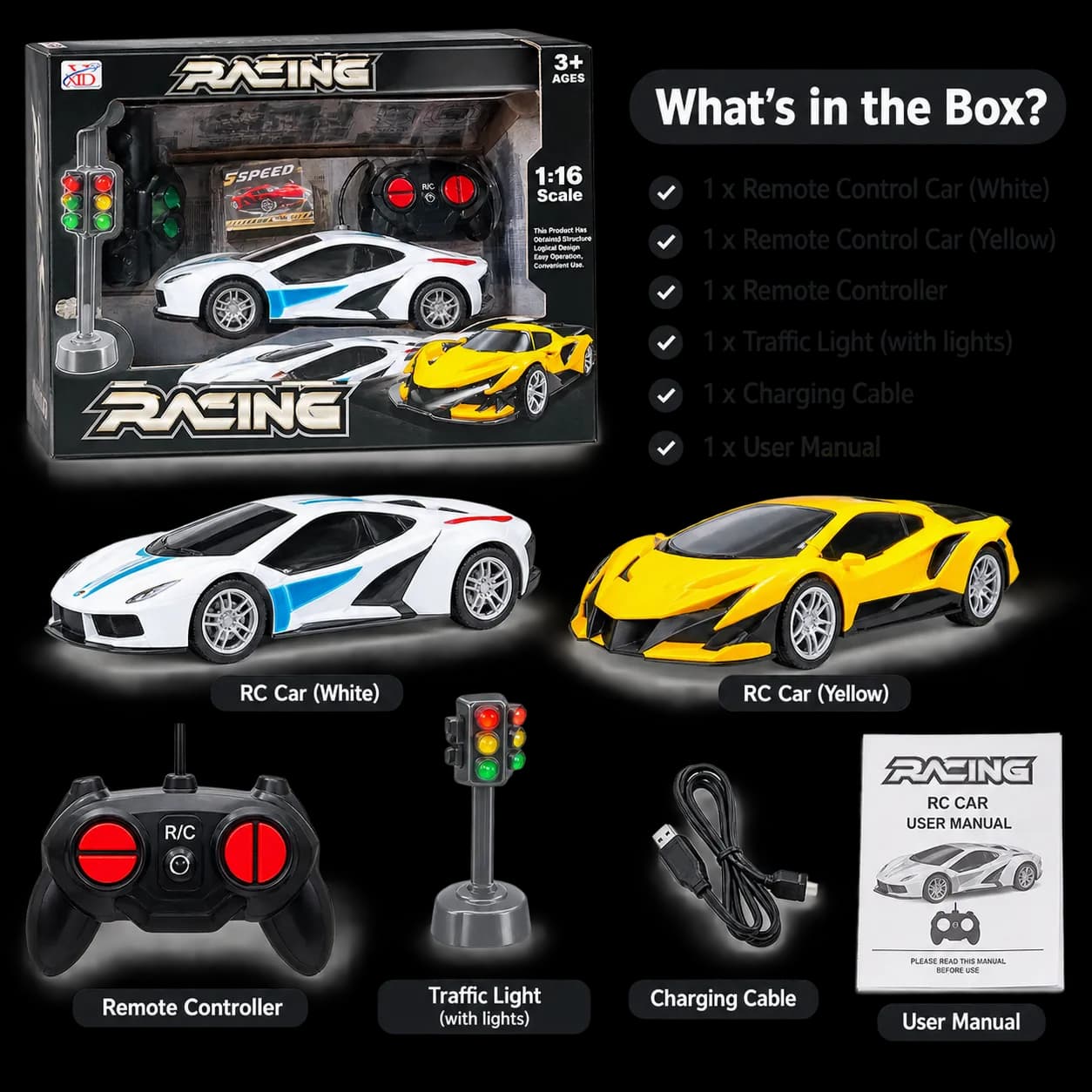 1:16 Scale Racing Remote Control Car Set