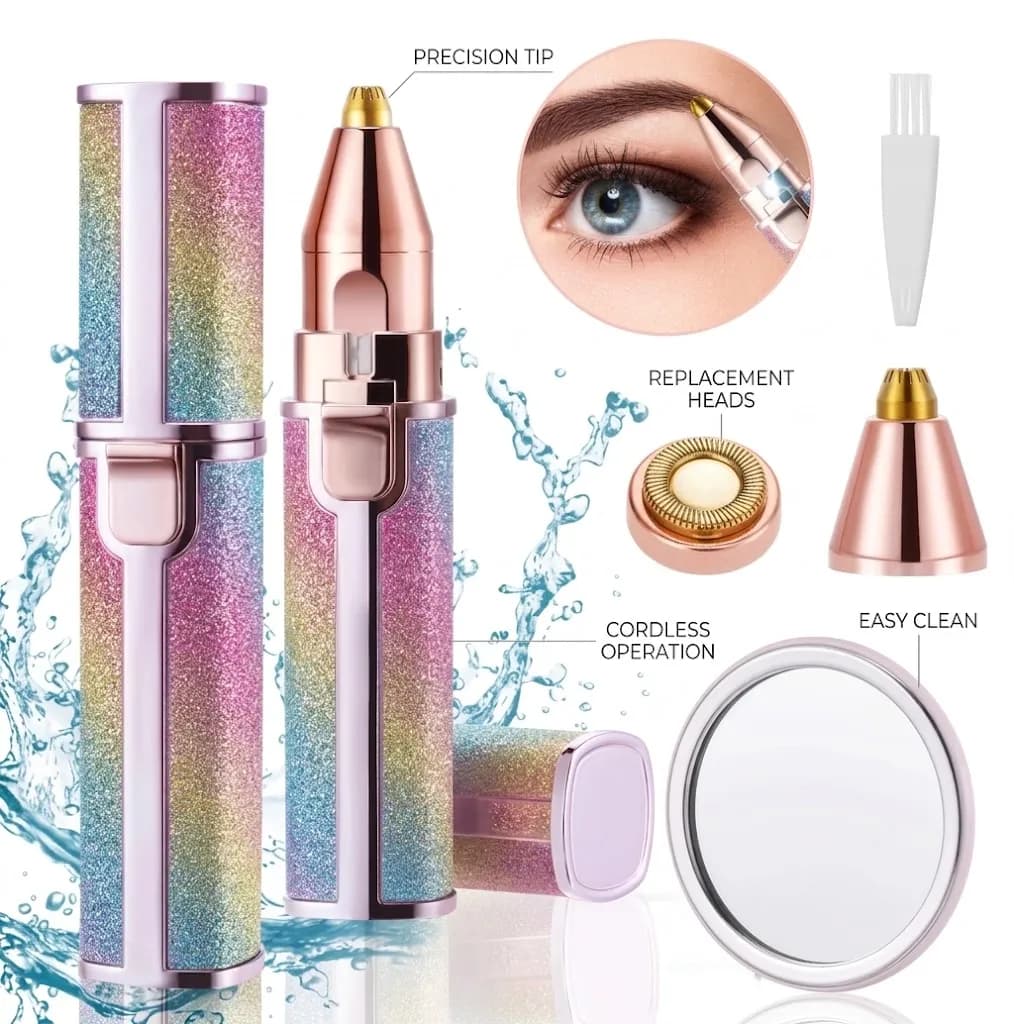 2 in 1 Rechargeable Eyebrow and Facial Hair Trimmer for Women with Precision Head LED Light