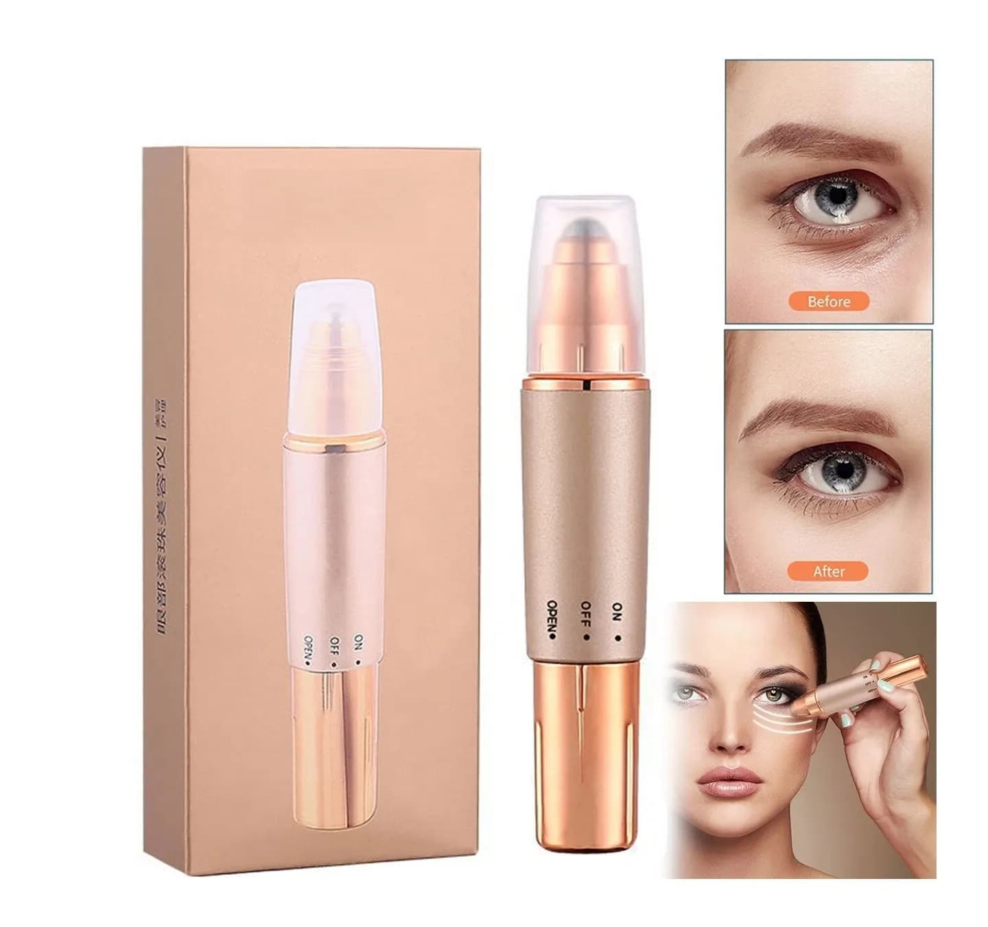 Electric Heated Eye & Lip Massager Roller Handheld Facial Massage Device for Eye and Lip Care